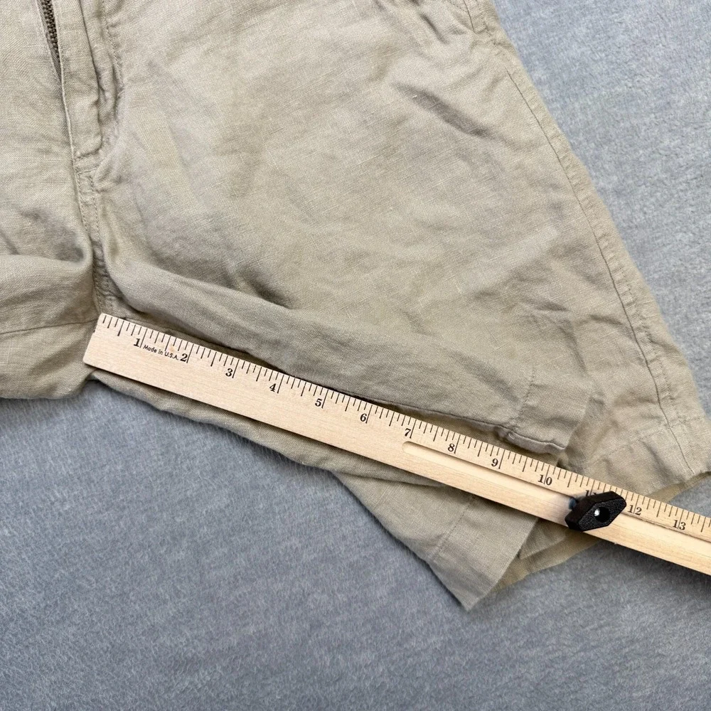 Y2K Banana Republic Shorts Mens 30 Khaki Beige Linen‎ Bermuda Chinos Beachy 10